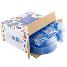 Load image into Gallery viewer, WDF 25 Guest Blue Plates with Disposable Plastic Silverware&Blue Cups-Neon Clear Plastic Dinnerware include 25 Dinner Plates,25Salad Plates,25Forks, 25 Knives, 25 Spoons,25 Plastic Cups