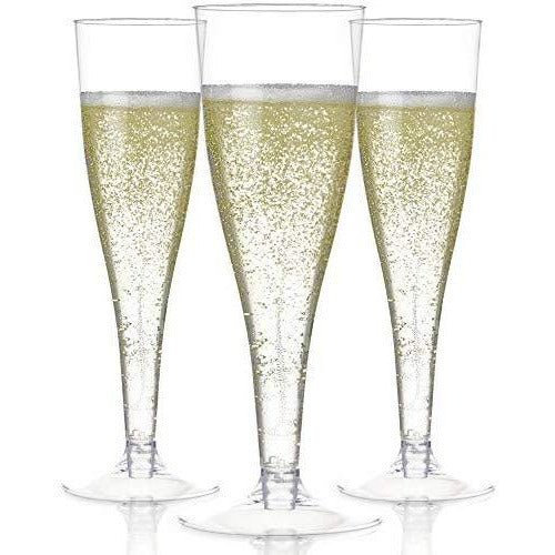 100 Plastic Champagne Flutes Disposable | Clear Plastic Champagne Glasses for Parties | Clear Plastic Cups | Plastic   Mimosa Glasses | Wedding Party Bulk Pack: Champagne Glasses