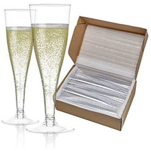 Load image into Gallery viewer, 100 Plastic Champagne Flutes Disposable | Clear Plastic Champagne Glasses for Parties | Clear Plastic Cups | Plastic   Mimosa Glasses | Wedding Party Bulk Pack: Champagne Glasses