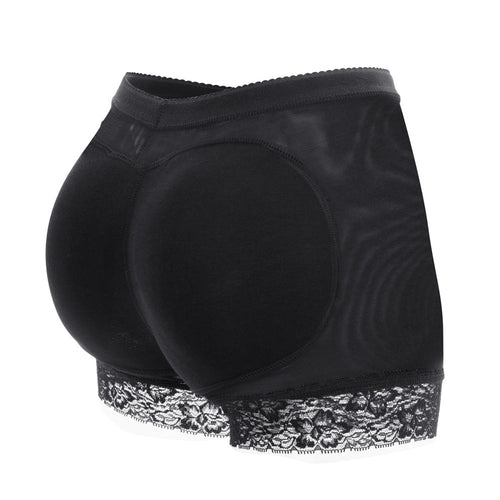 KIWI RATA Womens Seamless Butt Lifter Padded Lace Panties Enhancer Underwear,Black,X-Large