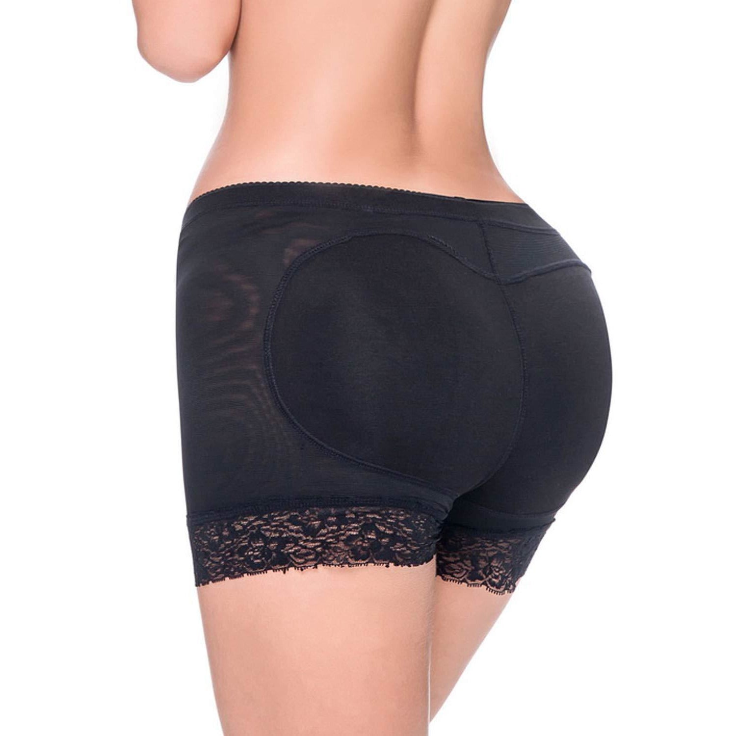 KIWI RATA Womens Seamless Butt Lifter Padded Lace Panties Enhancer  Underwear (M, Black+Nude)