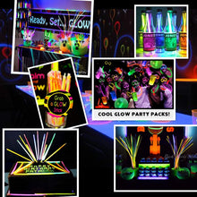 Load image into Gallery viewer, Glow Sticks,200 8&quot; Glow Sticks 510PC Glow Party Supplies Favors Connectors for Glow Caps/Ear Rings/Finger Rings/Necklaces/Bracelets/Flowers/Balls with Glow Divergence Bars