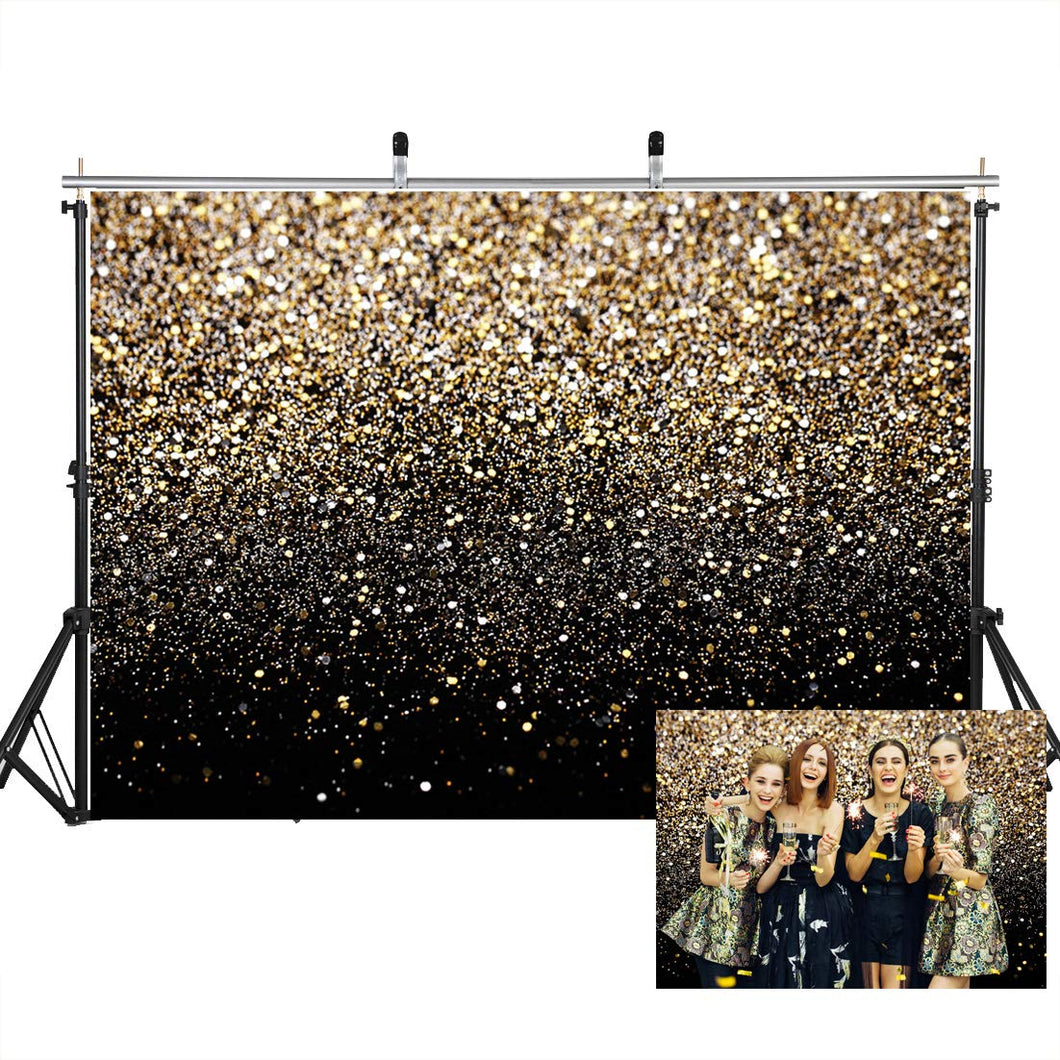 SJOLOON 7X5ft Glitter Backdrop Golden Spots Backdrop Vinyl Photography Backdrop Vintage Astract Glitter Background for Family Birthday Party Newborn Studio Props 11547