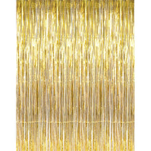 Load image into Gallery viewer, GOER 3.2 ft x 9.8 ft Metallic Tinsel Foil Fringe Curtains for Party Photo Backdrop Wedding Decor (1 Pack, Gold)