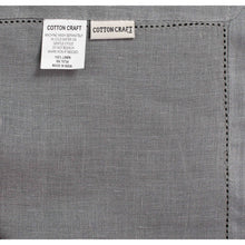 Load image into Gallery viewer, 100% Linen Hemstitch Table Cloth - Size 60x108 Charcoal - Hand Crafted and Hand Stitched Table Cloth with Hemstitch detailing. The pure Linen fabric works well in both casual and formal settings