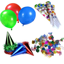 Load image into Gallery viewer, Joyin Toy Happy Birthday Decorations Party Supplies Set (Over 100 PC) and Party Decorations All-in-One Pack including Banner, Flags, Foil Party Balloons, Hats,Confetti, Tablecloth and Plates.