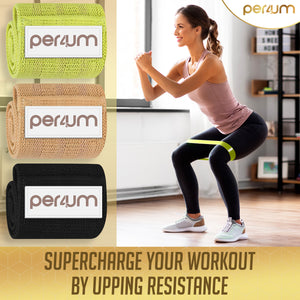 Per4um Leg Resistance Bands - Set of 3 Workout Bands for Glutes, Butt, Thighs, and Legs  Transform your workout with these color-coded resistance bands. Includes light, medium, and heavy bands with a travel bag.