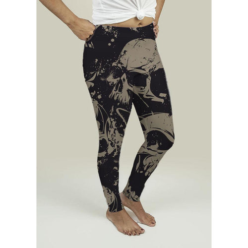 Leggings with Grunge Skulls