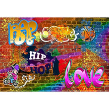 Load image into Gallery viewer, HelloDecor Polyster 7x5ft Hip Hop Graffiti Photography Backdrop 90th Colorful Brick Wall Background for Party Decorations Photo Studio Backdrops Prop